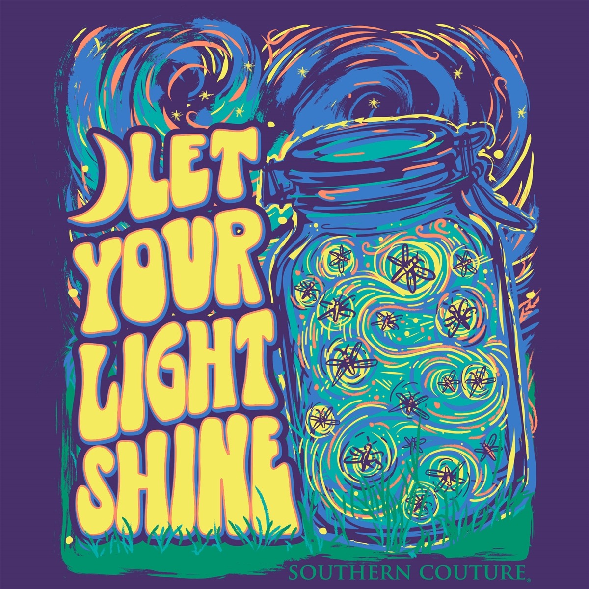 Southern Couture Classic Let Your Light Shine Firefly T-Shirt - SimplyCuteTees