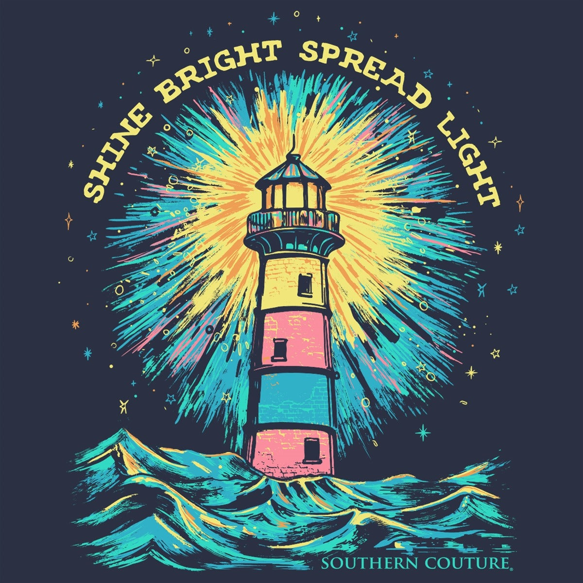 Southern Couture Classic Shine Bright Lighthouse T-Shirt - SimplyCuteTees