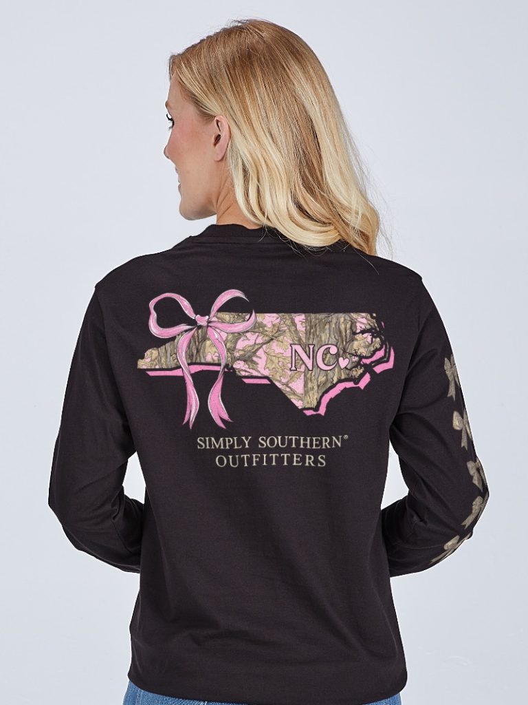 Simply Southern North Carolina Camo Bow Long Sleeve T-Shirt - SimplyCuteTees