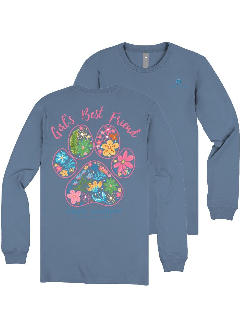 Simply Southern Best Friend Paw Long Sleeve T-Shirt - SimplyCuteTees