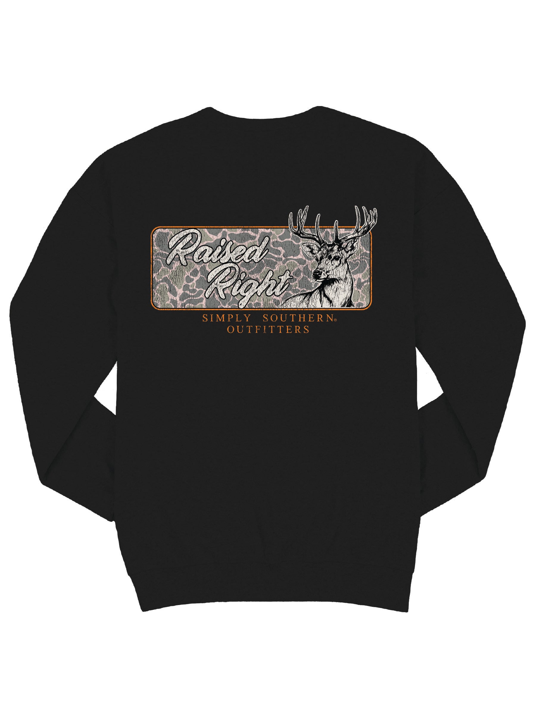 Simply Southern Raised Right Deer Long Sleeve Unisex Crew Sweatshirt - SimplyCuteTees