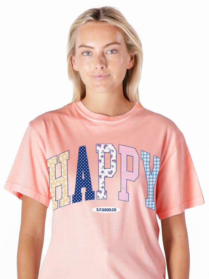 Simply Southern S4G Happy Pattern Mineral Washed T-Shirt