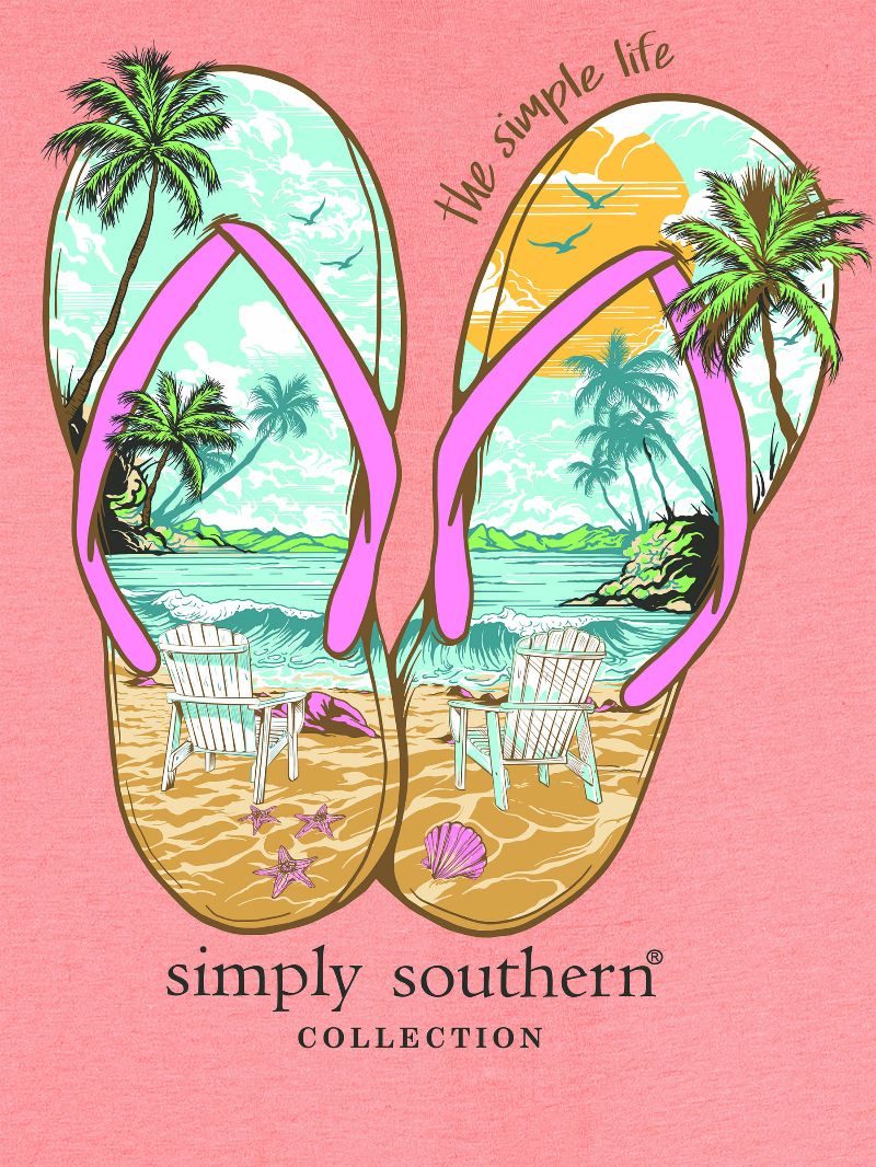Simply Southern Sandals Beach Peach T-Shirt - SimplyCuteTees