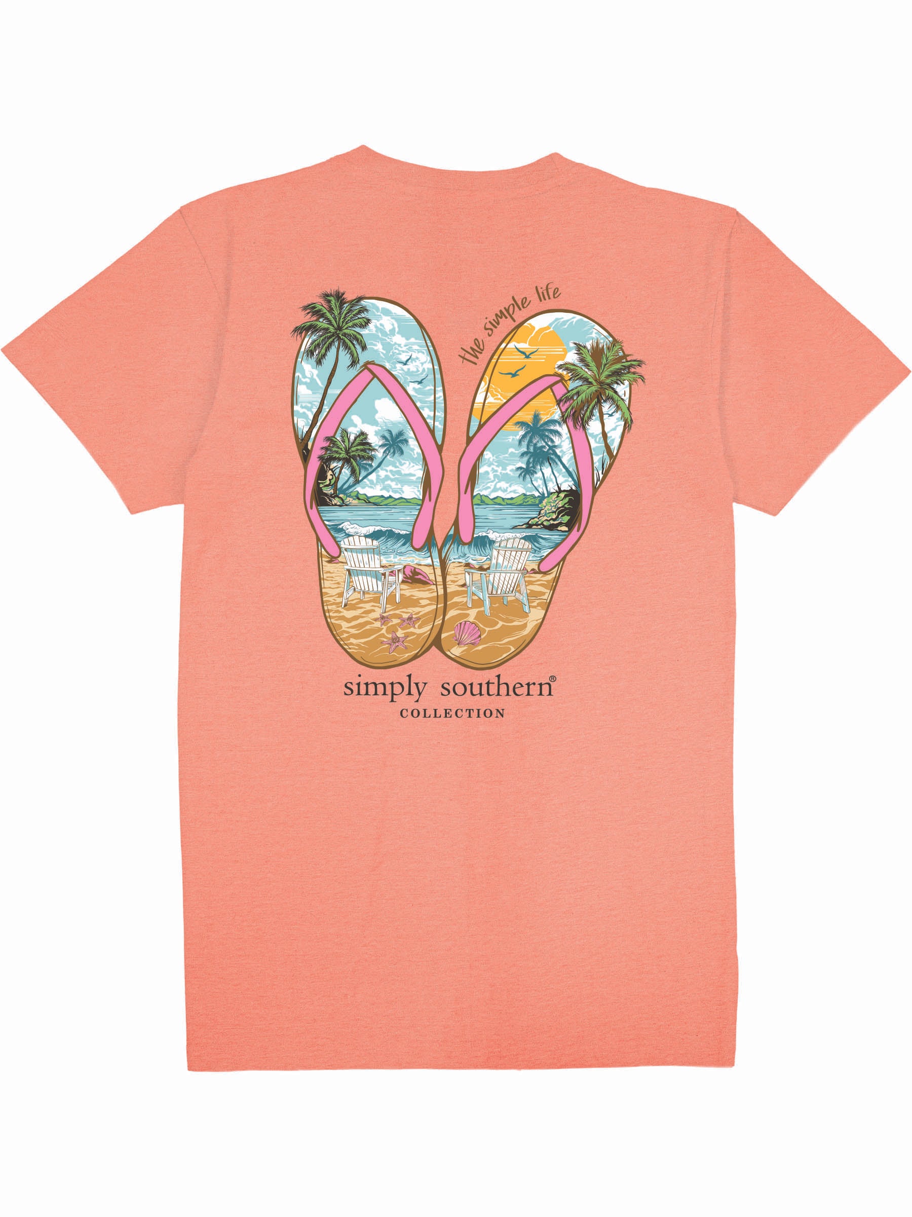 Simply Southern Sandals Beach Peach T-Shirt - SimplyCuteTees