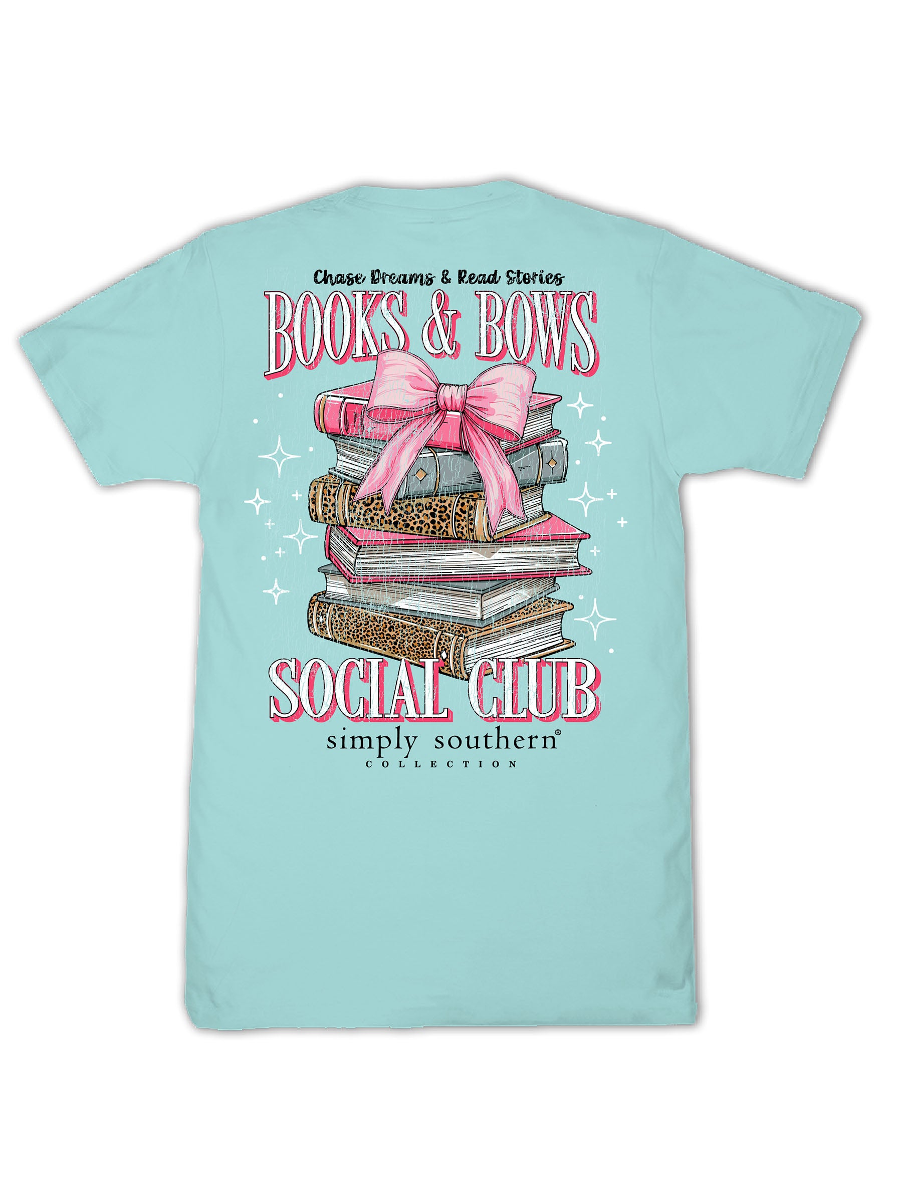 Simply Southern Books &amp; Bows Aqua T-Shirt - SimplyCuteTees