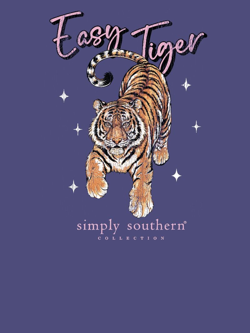 Simply Southern Easy Tiger Washed Navy T-Shirt - SimplyCuteTees