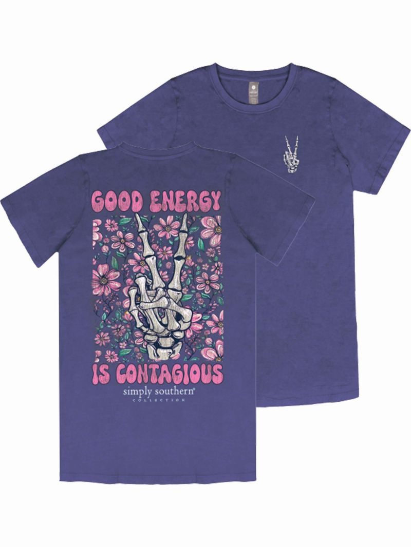 Simply Southern Good Energy Washed Navy T-Shirt - SimplyCuteTees