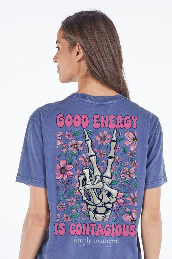 Simply Southern Good Energy Washed Navy T-Shirt - SimplyCuteTees