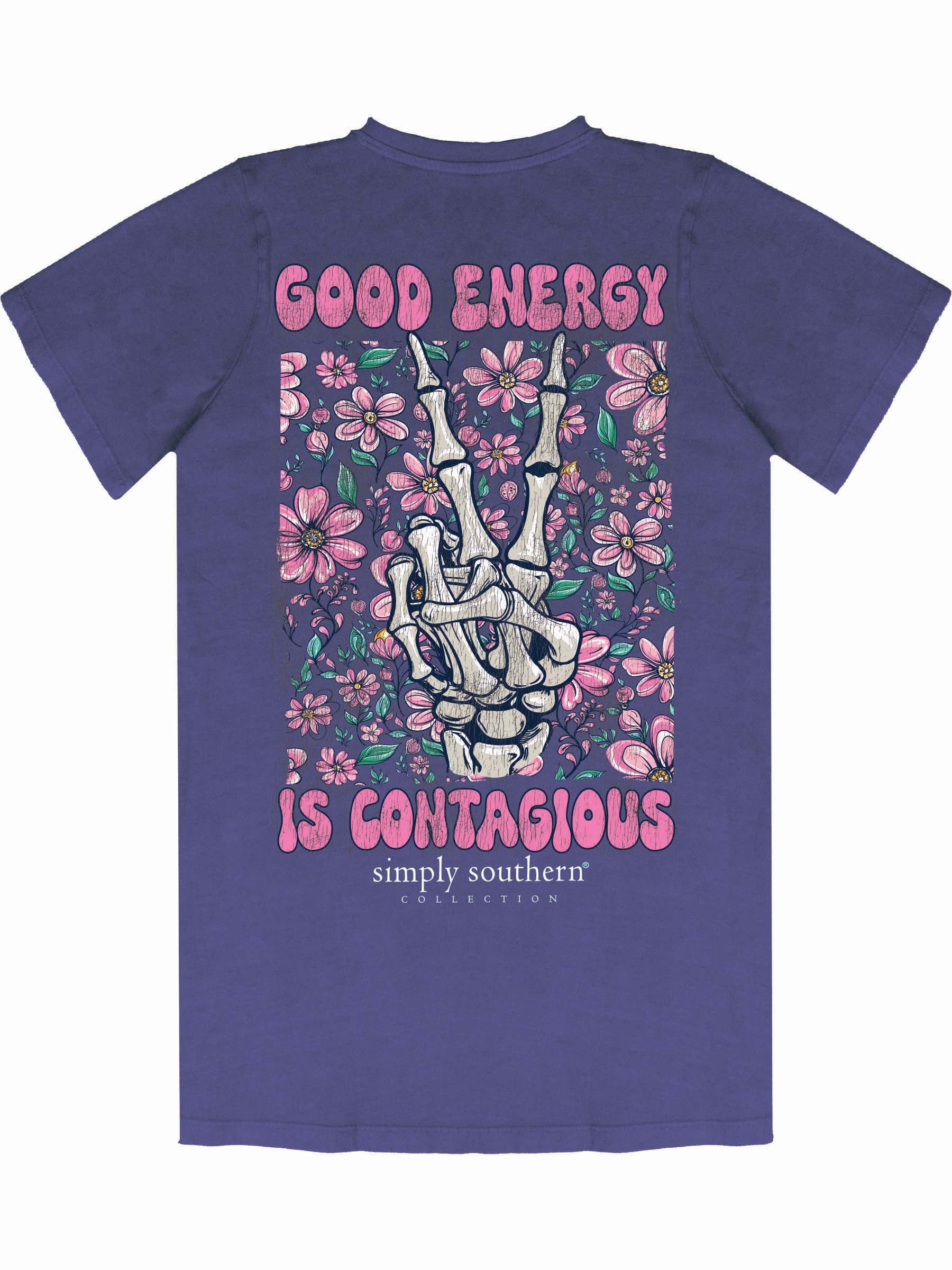 Simply Southern Good Energy Washed Navy T-Shirt - SimplyCuteTees