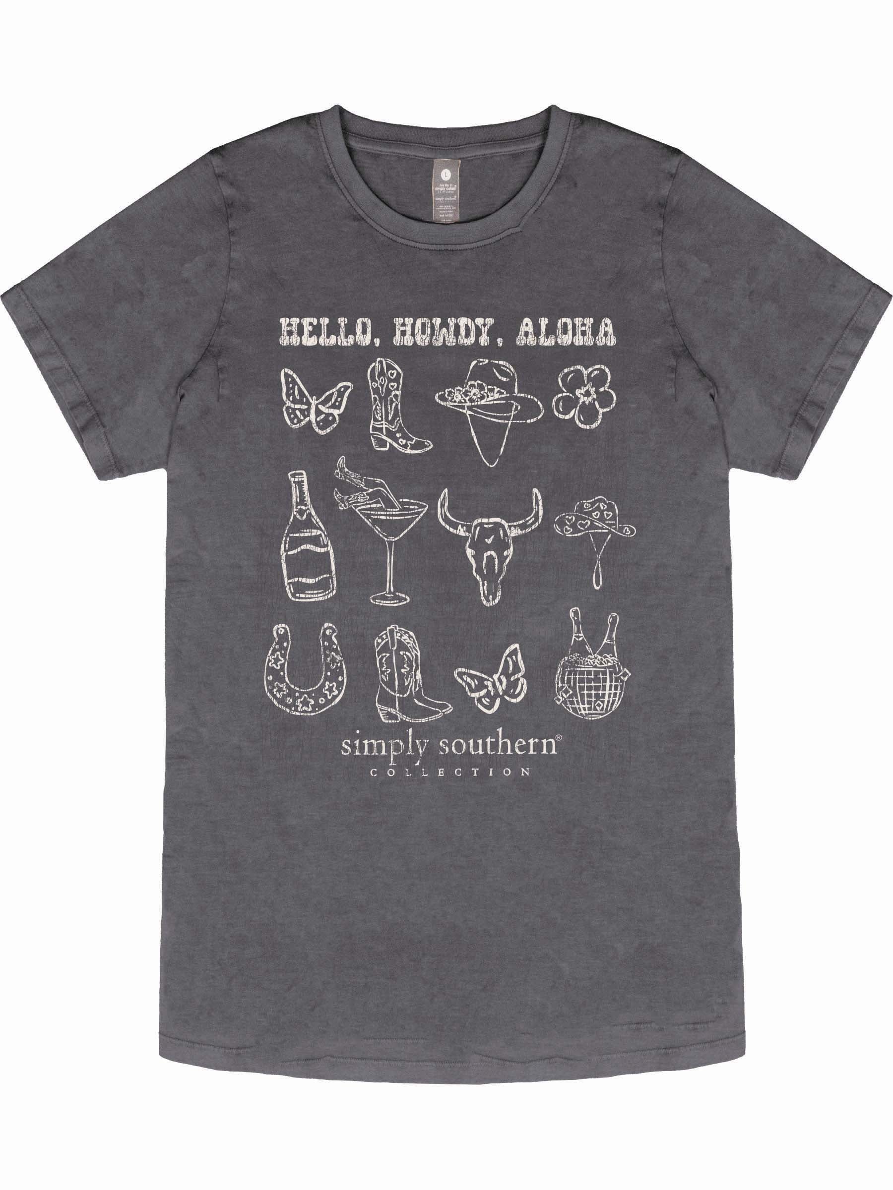 Simply Southern Howdy Washed Coal T-Shirt - SimplyCuteTees