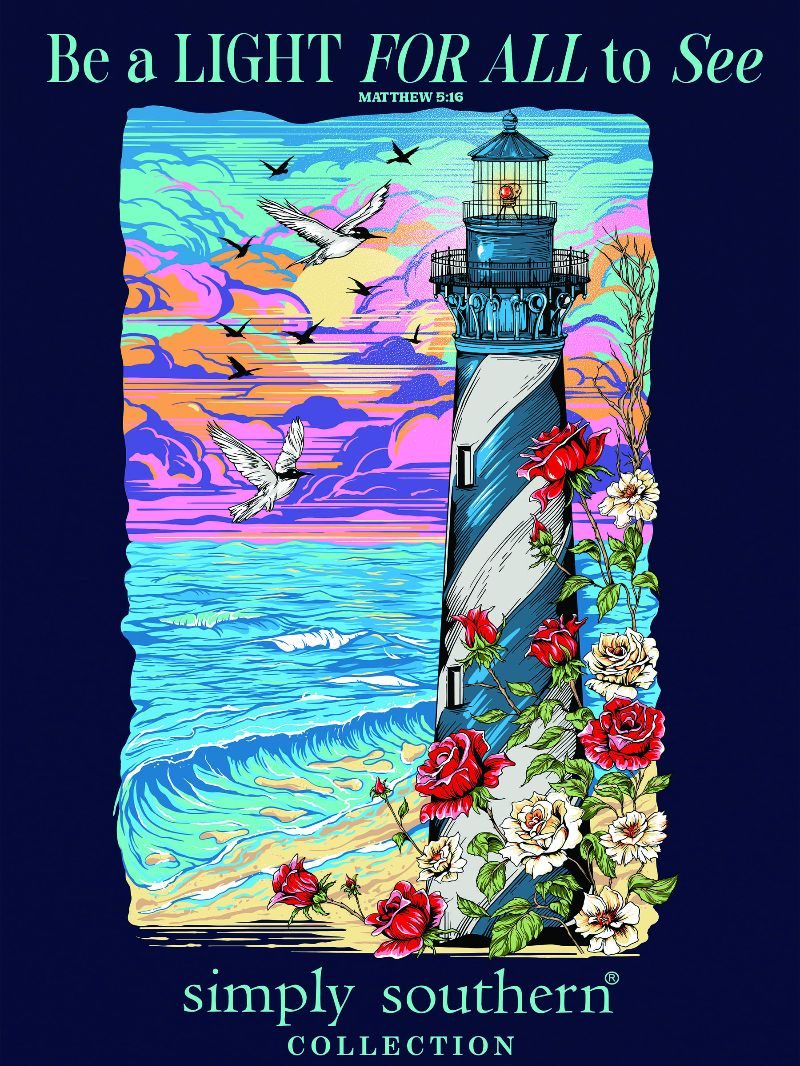 Simply Southern Lighthouse Beach T-Shirt - SimplyCuteTees