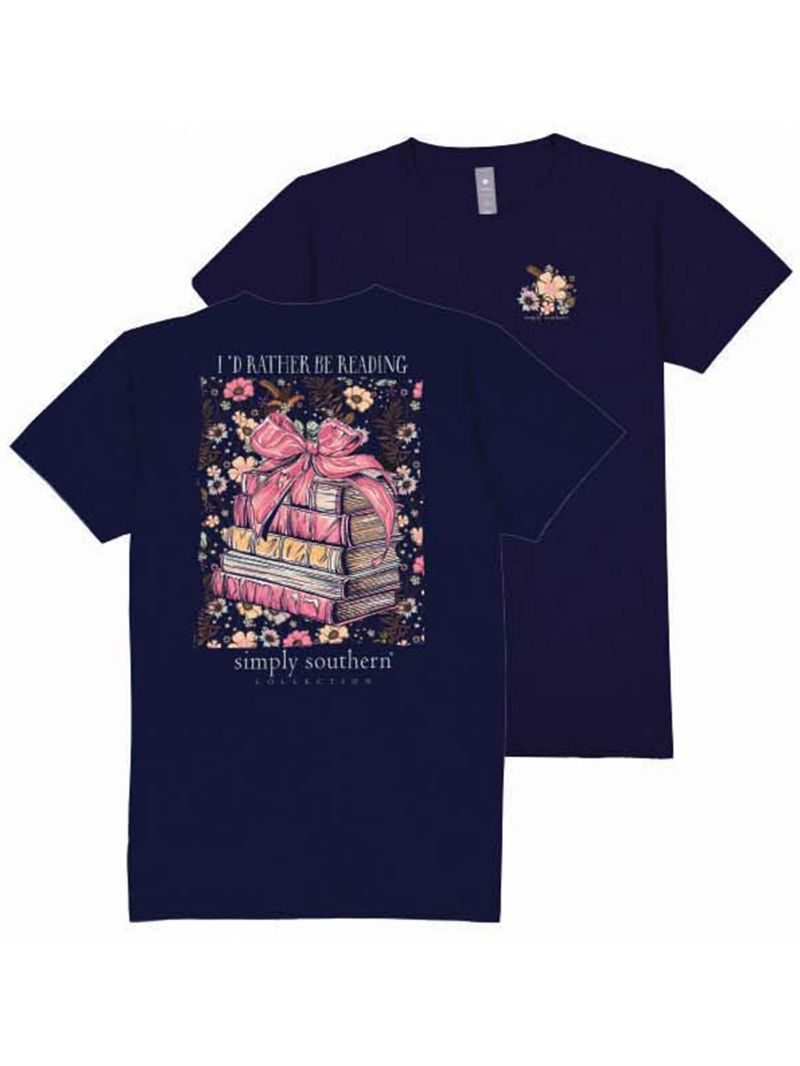 Simply Southern Reading Books Bow T-Shirt - SimplyCuteTees