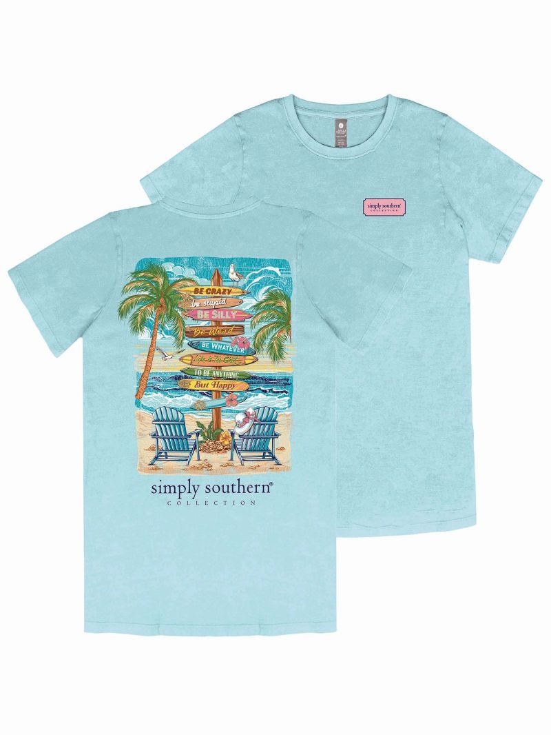 Simply Southern Beach Signs Washed Aqua T-Shirt - SimplyCuteTees