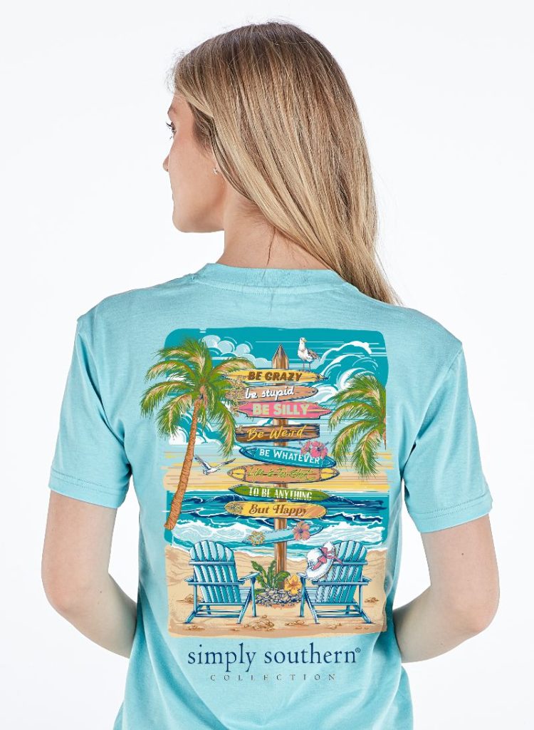 Simply Southern Beach Signs Washed Aqua T-Shirt - SimplyCuteTees