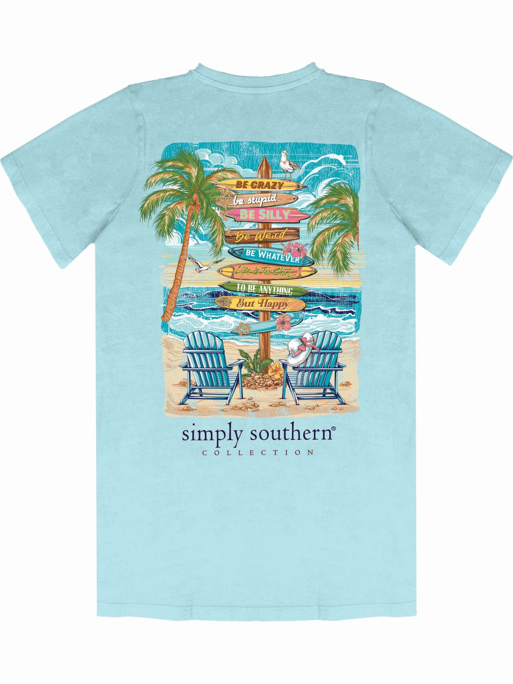 Simply Southern Beach Signs Washed Aqua T-Shirt - SimplyCuteTees
