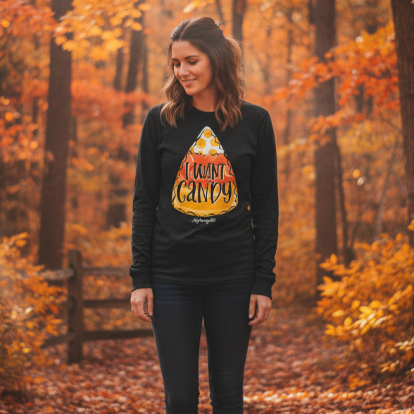 SALE Southern Couture HW 828 Candy Halloween Bella Canvas Long Sleeve T-Shirt