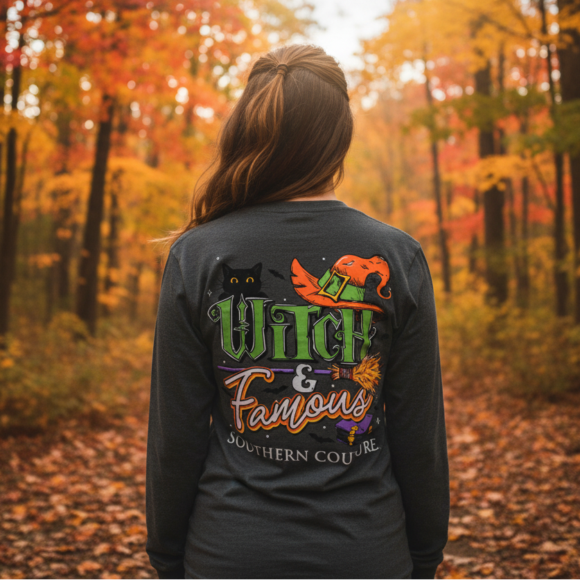 SALE Southern Couture Classic Witch &amp; Famous Halloween Long Sleeve T-Shirt