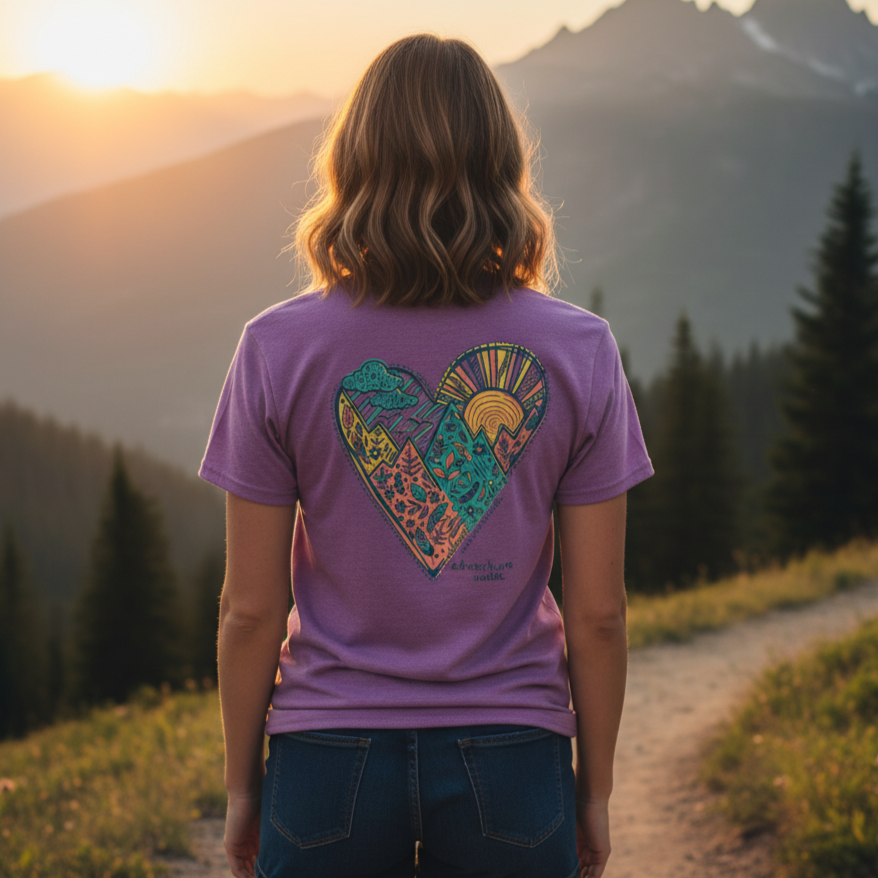 Southern Couture Classic Mountain Heart T-Shirt - SimplyCuteTees