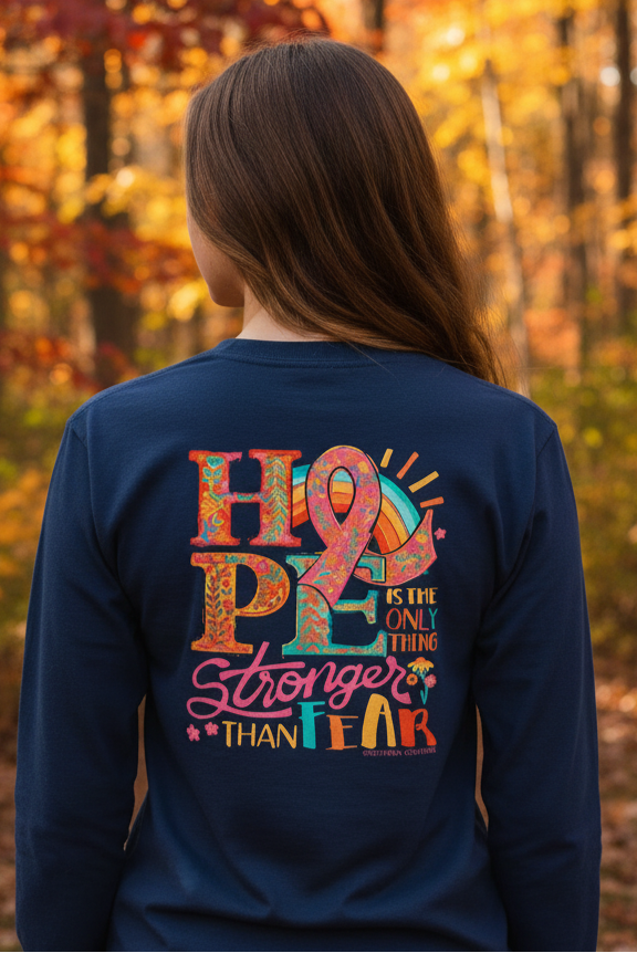 Southern Couture Classic Hope Stronger Cancer Long Sleeve T-Shirt - SimplyCuteTees