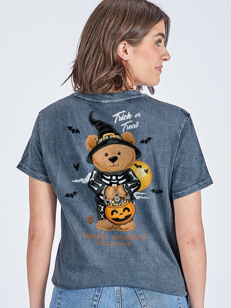 Simply Southern Teddy Candy Fall Washed Coal T-Shirt - SimplyCuteTees