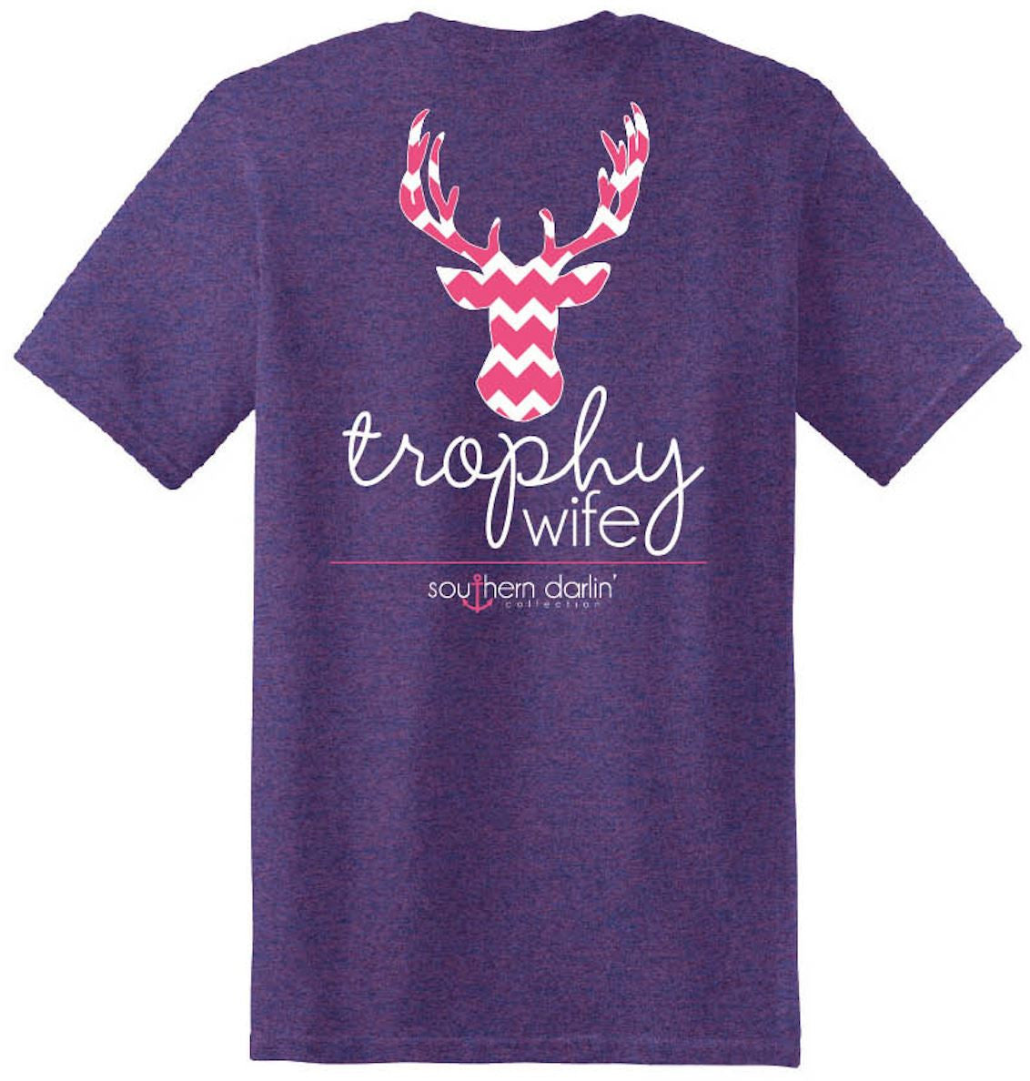 Southern Darlin Funny Trophy Wife Chevron Deer Country Anchor Bright Girlie T-Shirt - SimplyCuteTees