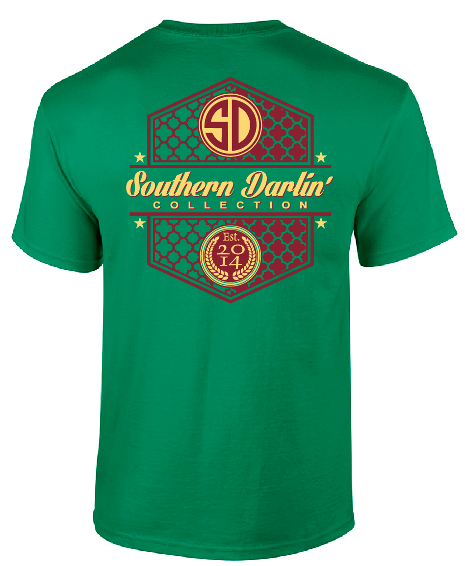 Southern Darlin Icon Logo Pattern Bright Girlie T-Shirt - SimplyCuteTees