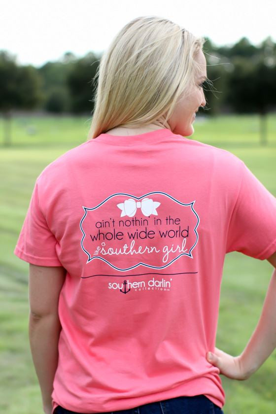 Southern Darlin Nothing in the Whole World like a Southern Girl Bow Bright Girlie T-Shirt - SimplyCuteTees
