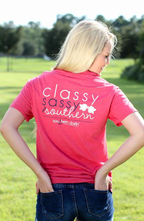 Southern Darlin  Classy Sassy & Southern Bow Anchor Bright Girlie T-Shirt - SimplyCuteTees