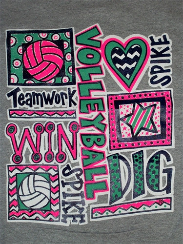 Southern Chics Volleyball Sports Gray Girlie  Bright T Shirt - SimplyCuteTees