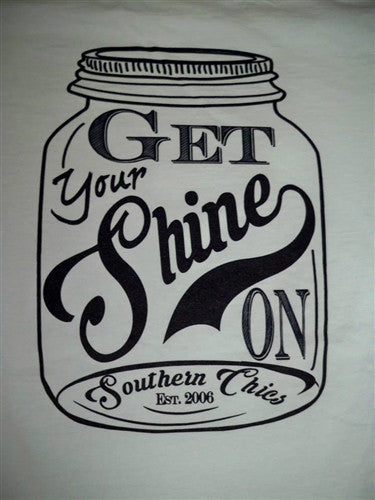 Southern Chics  Get Your Shine On Mason Jar Moonshine Girlie Bright T Shirt - SimplyCuteTees