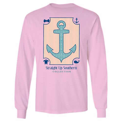 Itsa girl Thing Straight Up Southern Collection Anchor Pink Girlie Bright Long Sleeves T Shirt - SimplyCuteTees