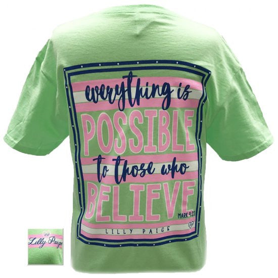 SALE Bjaxx Lilly Paige Anything is Possible to Those who Believe Christian Girlie  Bright T Shirt