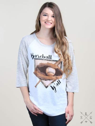 SALE Bjaxx Southern Grace Baseball Y'all Long Sleeve Raglan T-Shirt