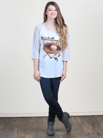 SALE Bjaxx Southern Grace Baseball Y'all Long Sleeve Raglan T-Shirt