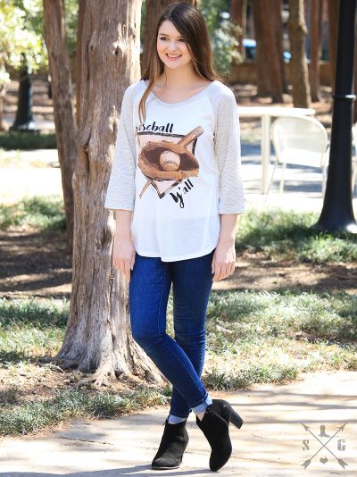 SALE Bjaxx Southern Grace Baseball Y'all Long Sleeve Raglan T-Shirt