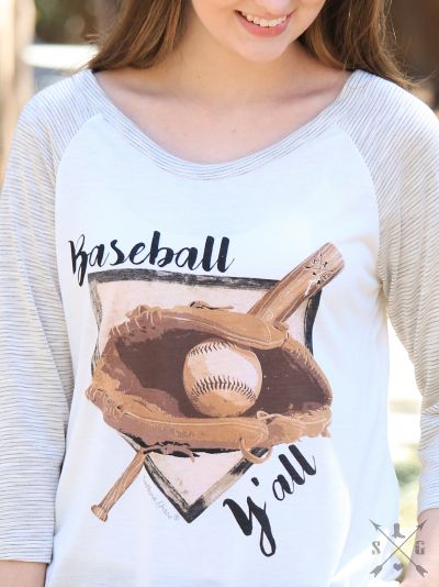 SALE Bjaxx Southern Grace Baseball Y'all Long Sleeve Raglan T-Shirt