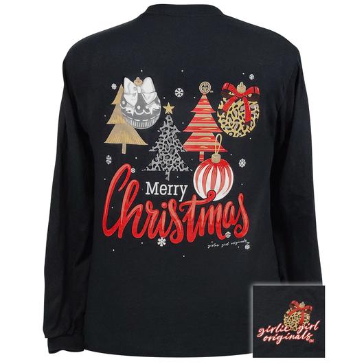 Girlie Girl Originals Merry Christmas Trees And Ornaments Long Sleeves T Shirt - SimplyCuteTees