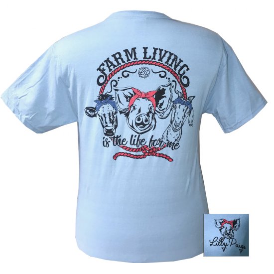 SALE Bjaxx Lilly Paige Farm Living Life for Me Pig Cow Goat Girlie Bright T Shirt