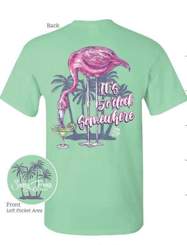 SALE Sassy Frass It's 5 O Clock Somewhere Flamingo T-Shirt
