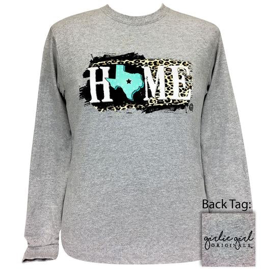 Girlie Girl Originals Preppy Texas Home Leopard Long Sleeve T-Shirt