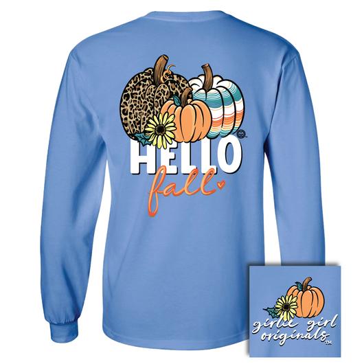 Girlie Girl Originals Hello Fall Pattern Pumpkin Long Sleeves T Shirt