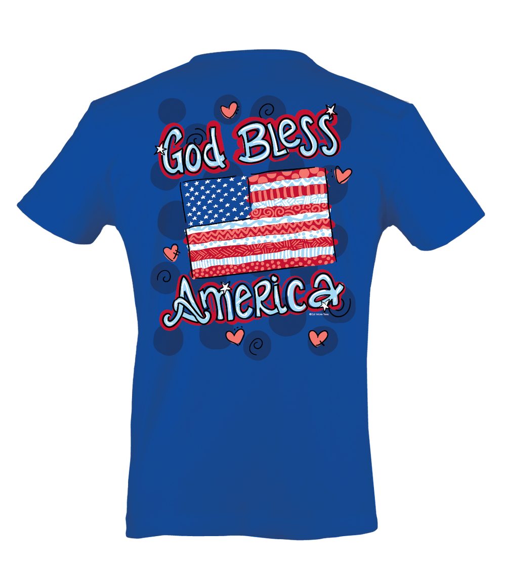 SALE Itsa girl Thing God Bless America USA Flag Hearts Patriotic Bright Girlie T-Shirt
