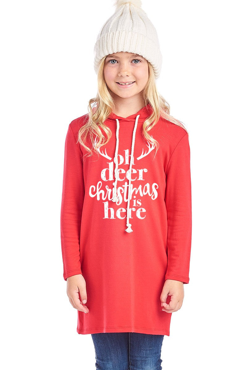 SALE Youth Oh Deer Christmas is Here French Terry Hoodie - SimplyCuteTees