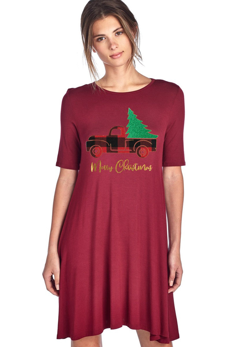 SALE Merry Christmas Tree Holiday Casual Dress - SimplyCuteTees
