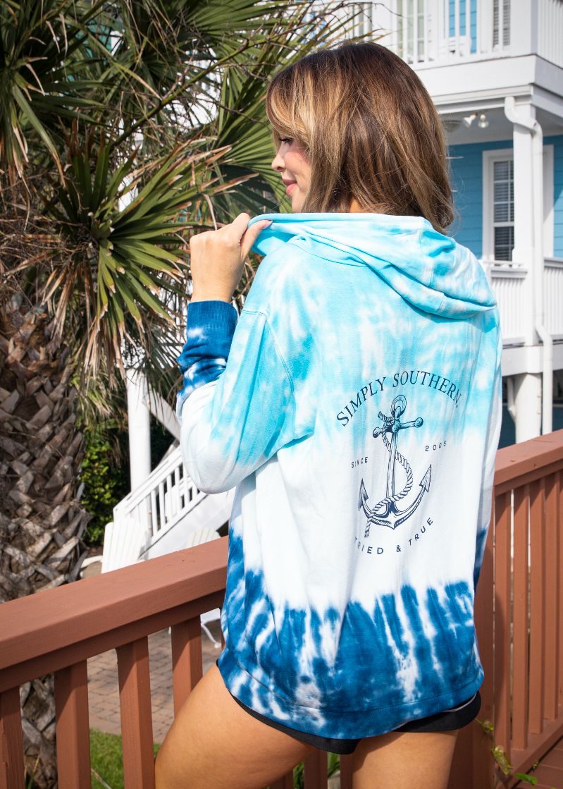 Simply Southern Blue Super Soft Long Sleeve Hoodie T-Shirt