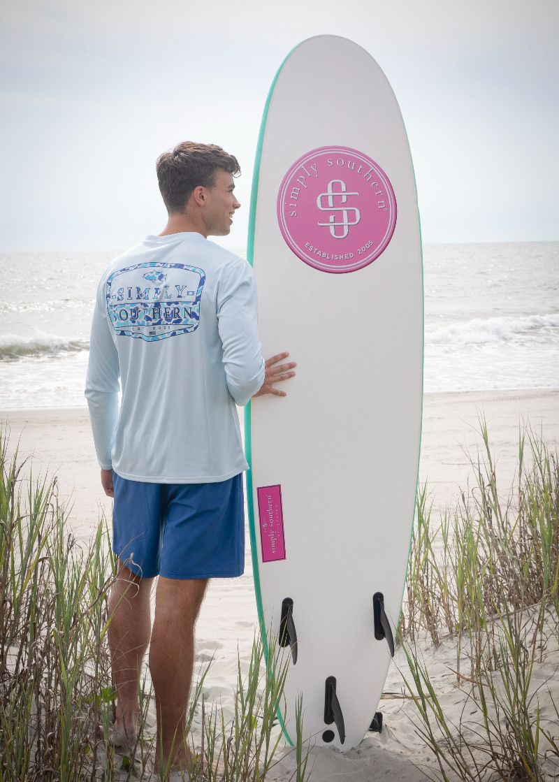 Simply Southern Camo Blue Rash Guard Swim UV Protection Unisex Long Sleeve T-Shirt