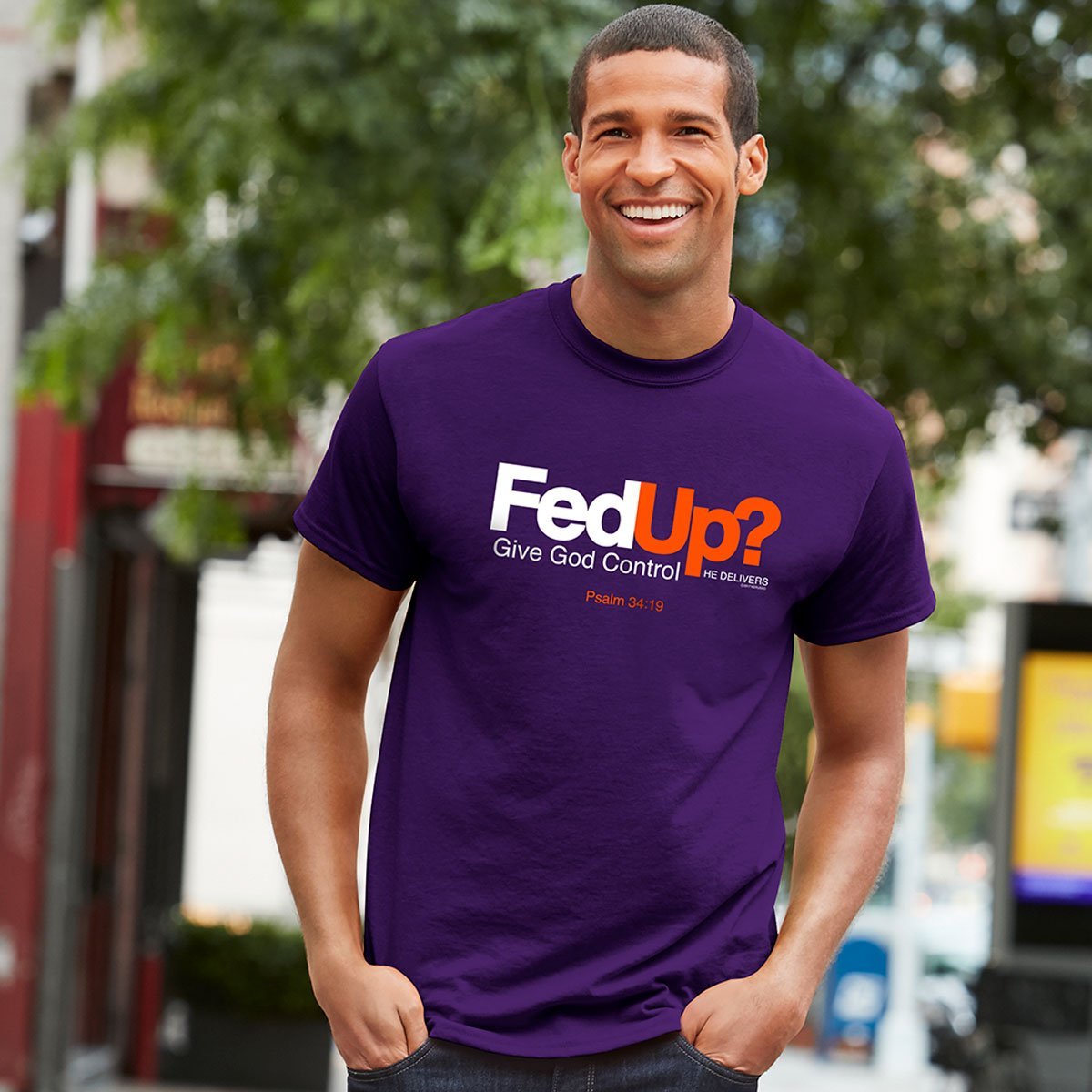 Kerusso Fed Up Give God Control Christian Unisex Bright T Shirt