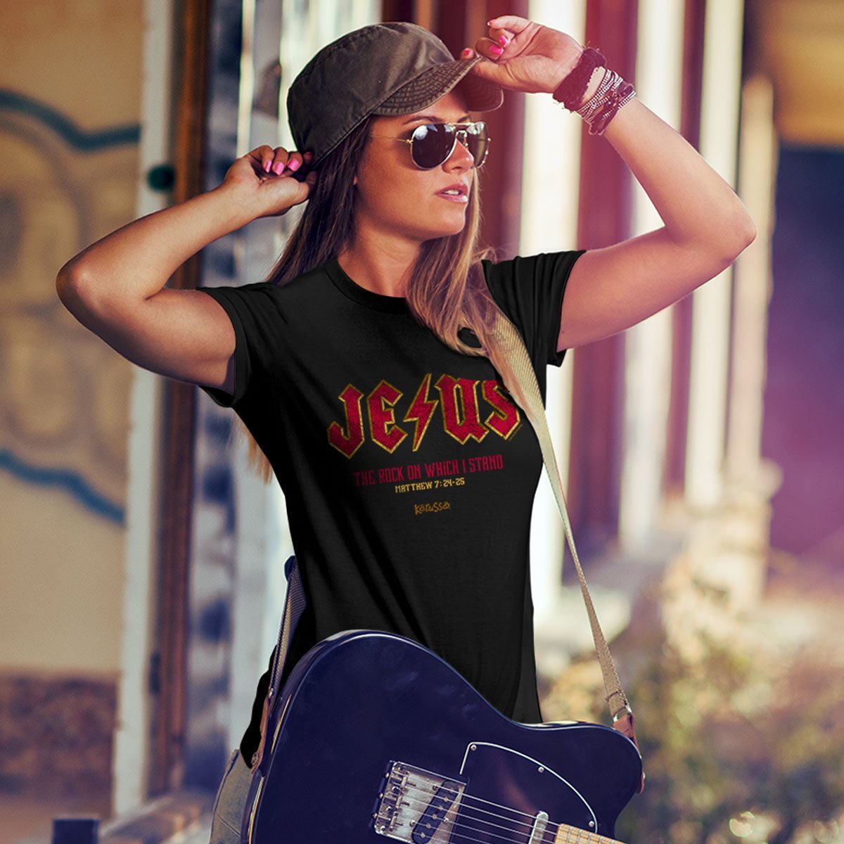 Kerusso Jesus the Rock on which I Stand Christian Unisex Bright T Shirt