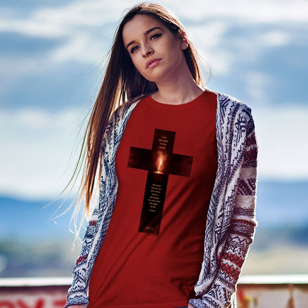 Kerusso Light of the World Cross Christian Unisex Bright T Shirt - SimplyCuteTees