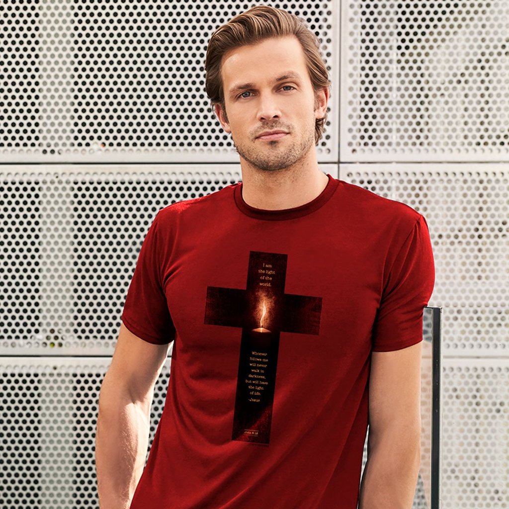 Kerusso Light of the World Cross Christian Unisex Bright T Shirt - SimplyCuteTees